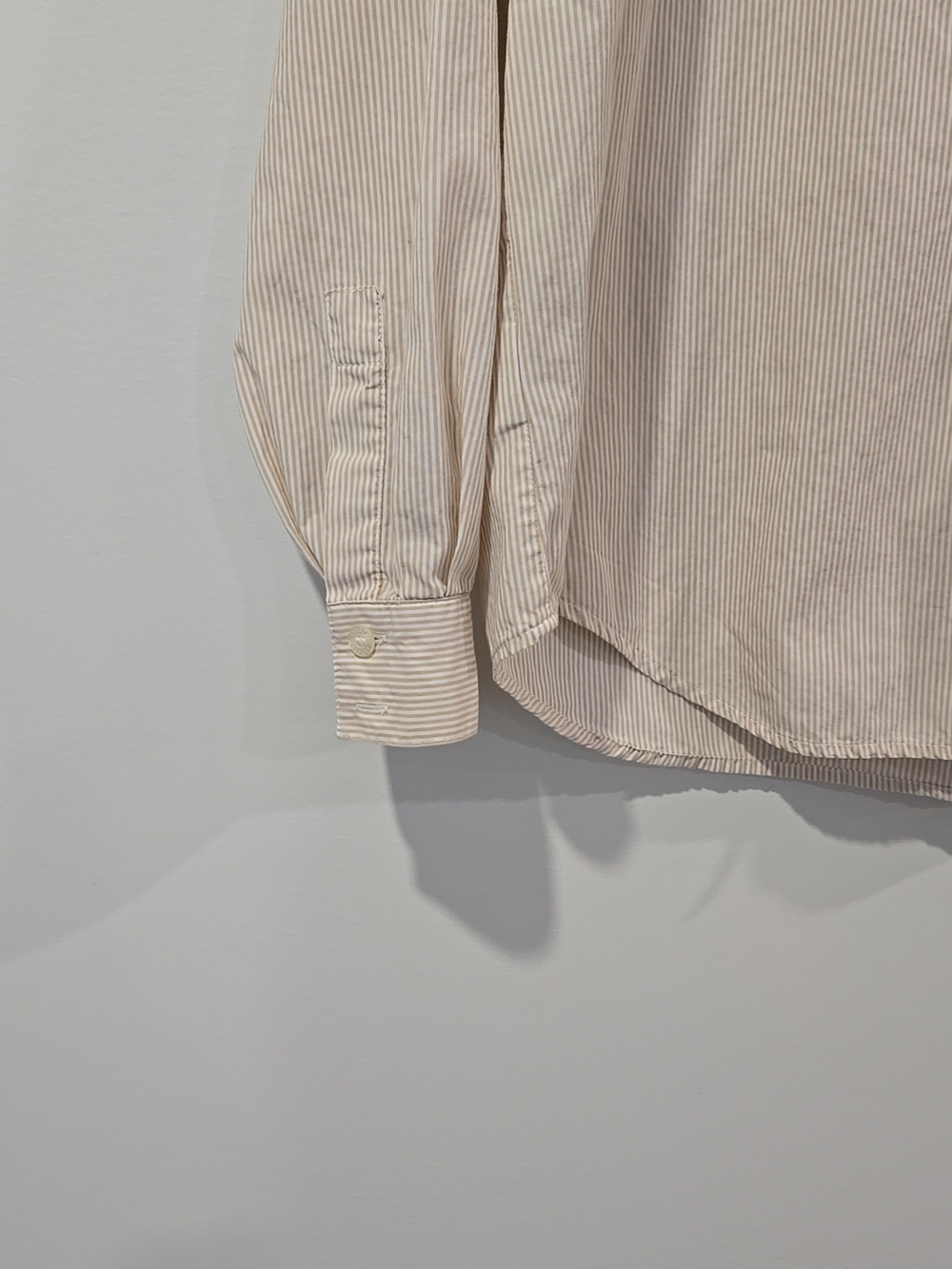 Retro Liz Claiborne Beige Stripe Button-Up Ralphcore/Normcore Shirt - Picture 3 of 7